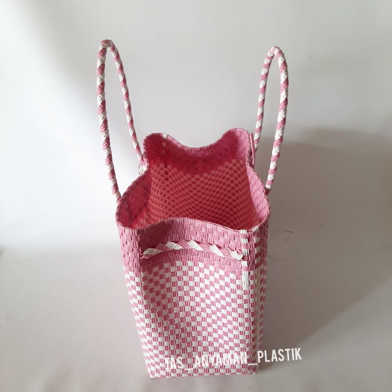 Tas Anyaman Plastik Keranjang Belanja Anyam Tas Anyaman Jali Plastik Jumbo Premium Polos Pastel READY