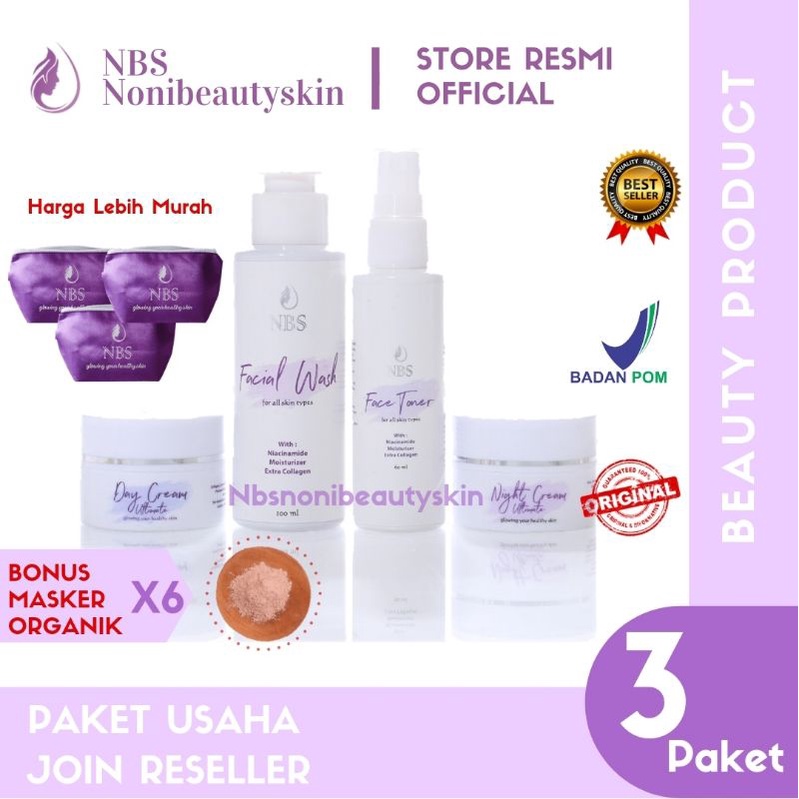 NBS Skincare Paket Join Reseller Murah [BONUS MASKER ORGANIK + ID CARD]