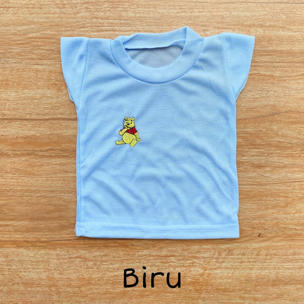 1 LUSIN (12 pcs) Kaos bayi pendek BORDIR perlengkapan bayi lahir