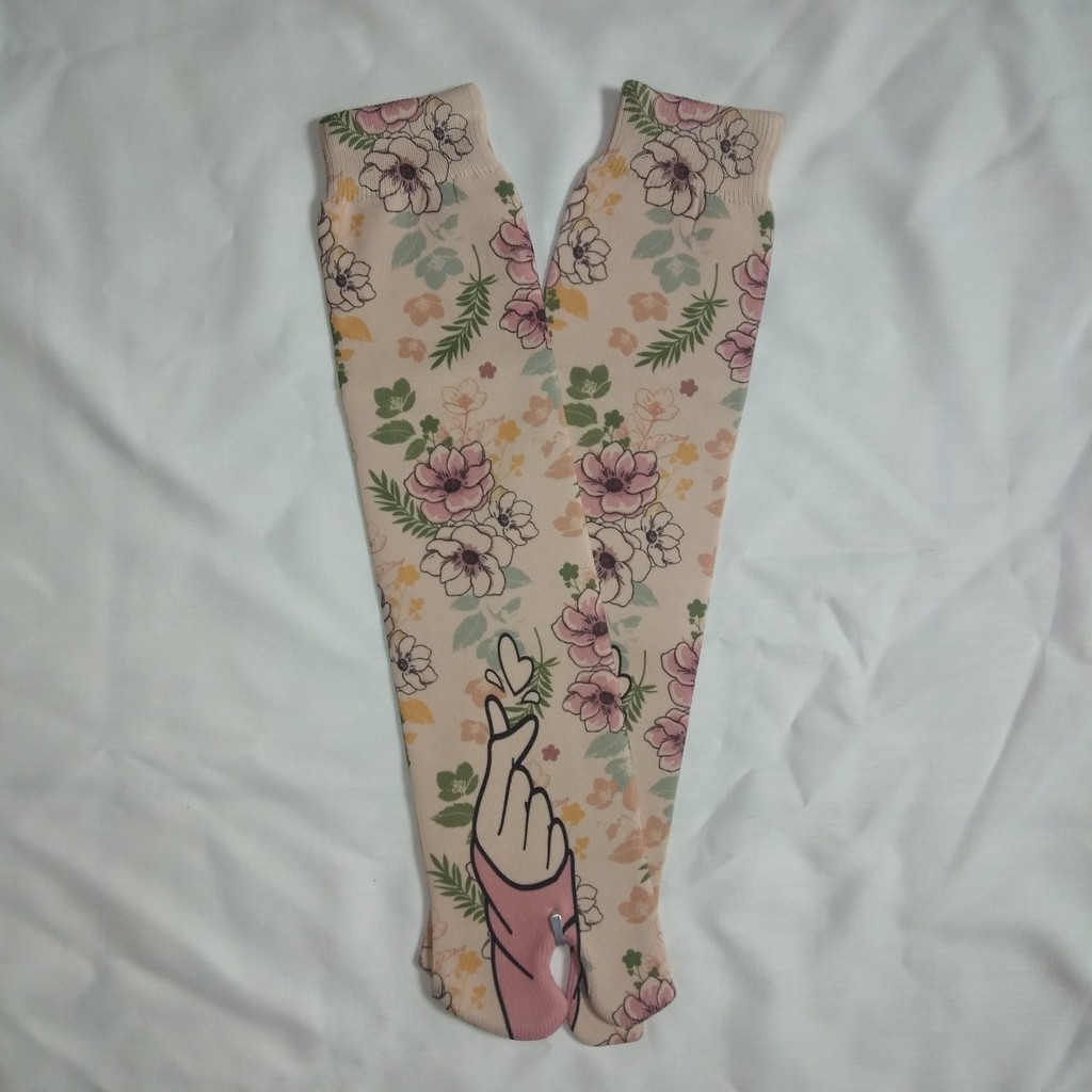 Premium Kaos Kaki Jempol Printing Muslimah  Kaos Kaki Motif Wanita Dewasa Panjang Sebetis-A 12