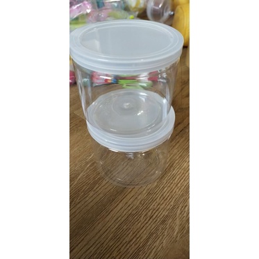 Toples/jar bulat gepeng plastik/250ml/ kue kering/ bawang goreng/selai fox