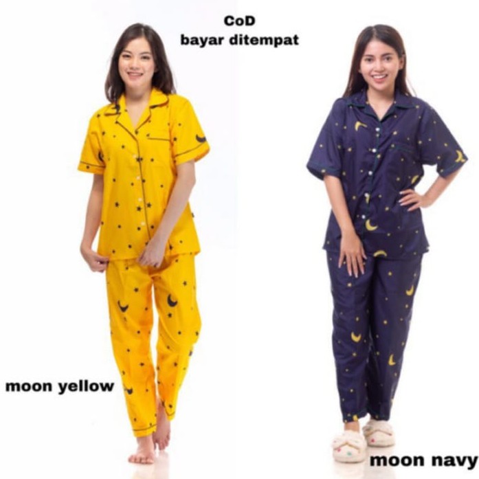 hokyfashion PIYAMA CP STAR MOON FIT TO XL / 2WARNA Bhn Tebal / Ld104.Pj62-2