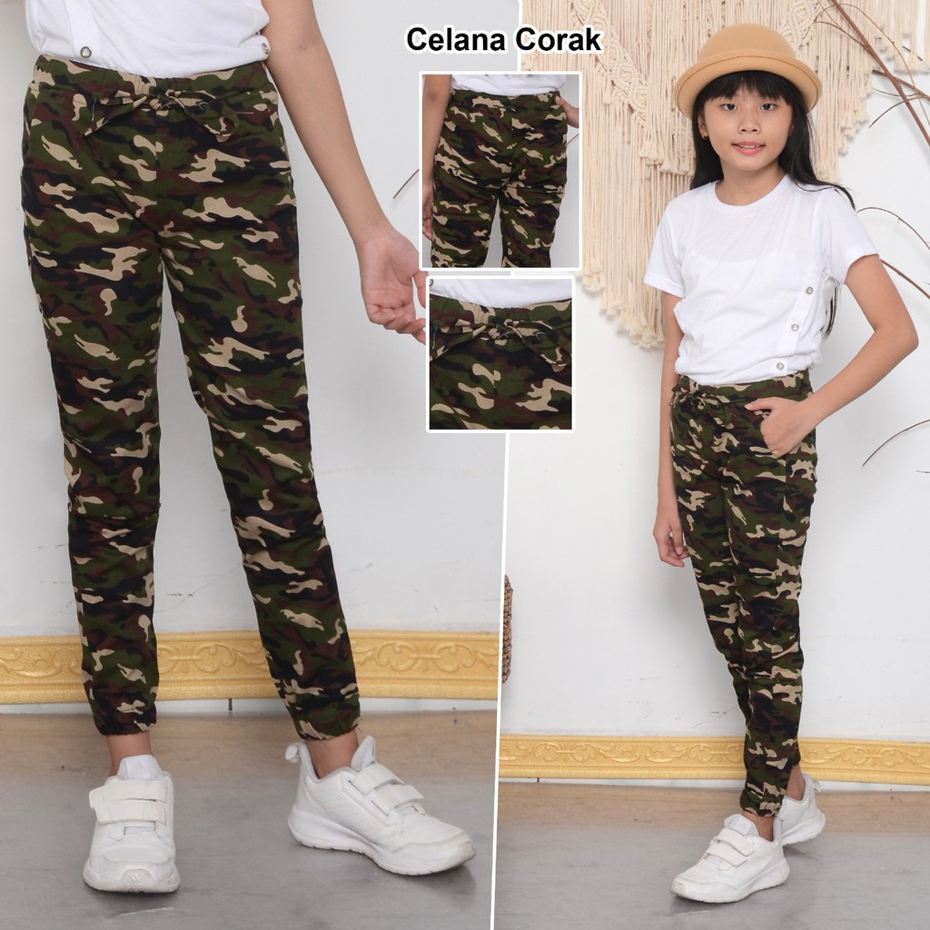 ( Size 24 - 26 ) Celana Panjang Twill Anak Tanggung / Celana Pinggang Karet Anak Perempuan