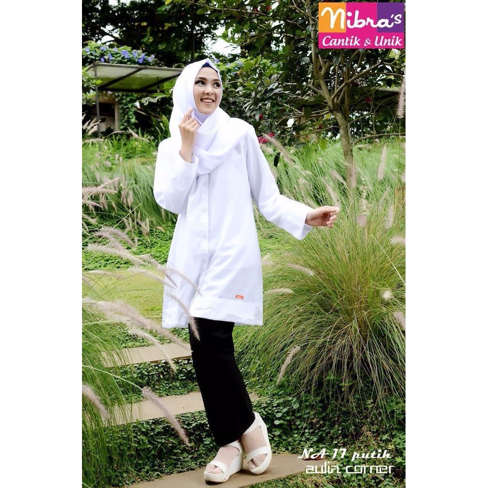 EKSLUSIF MURAH Model Baju Blus Nibras NA 17 Putih Baju Atasan Terbaru