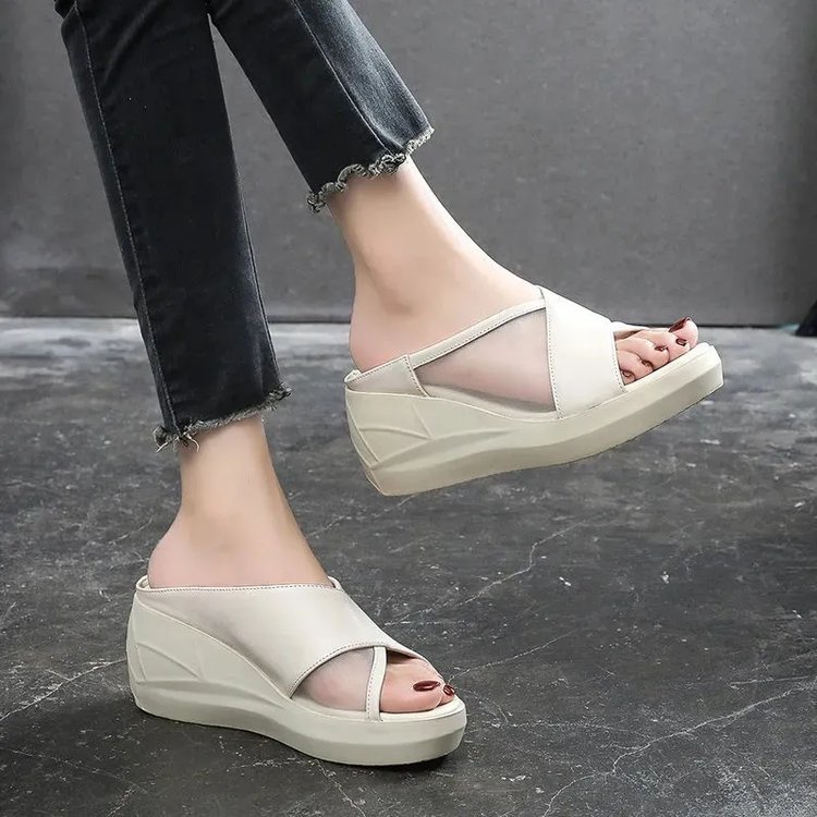 [JY] [1KG BISA 3 PSG] 1434 Sepatu Sandal Wanita Wedges 519 HALF TRANSPARAN CANTIK ELEGAN Sepatu Pesta Kerja Casual Impor