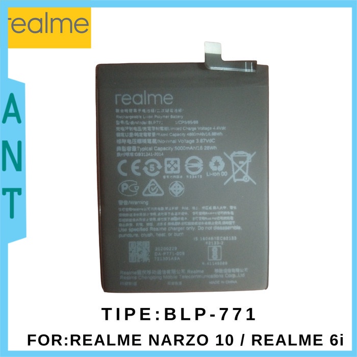 Baterai Batre Battery blp771 for real me narzo 10 / real me 6i ORIGINAL 100%