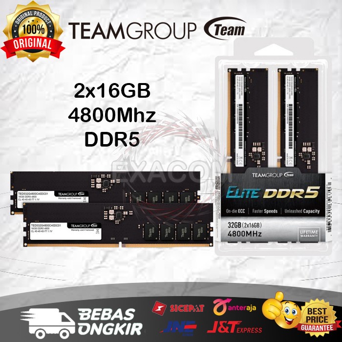Team Elite DDR5 2x16GB (32GB) 4800Mhz - Ram Memory DDR5