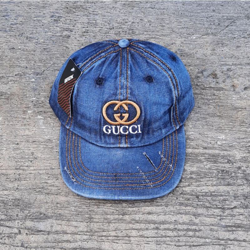 Topi jeans baseball gaya sobek pria & wanita