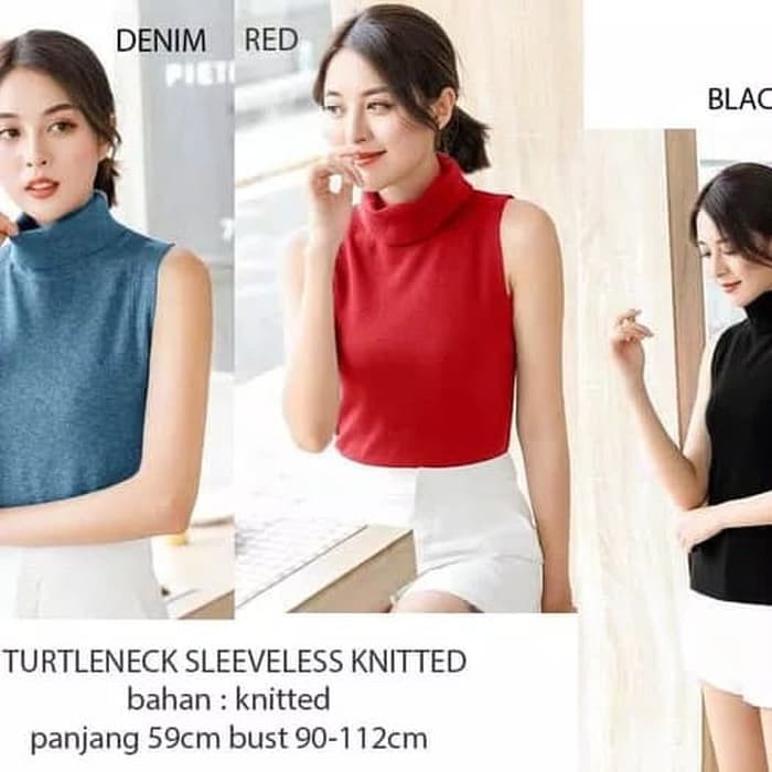 Turtleneck Sleeveless Knitted