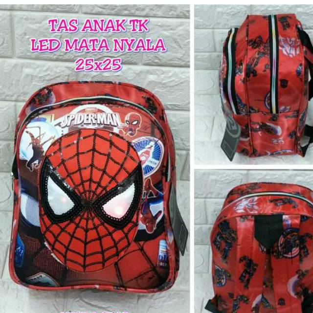 TAS ANAK SPIDERMAN LED MATA NYALA TAS ANAK LAKI-LAKI