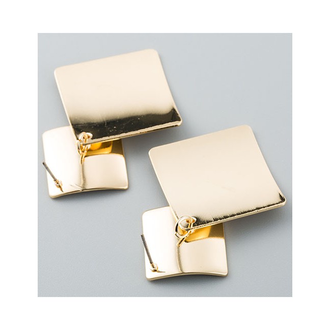 LRC Anting Tusuk Fashion Gold Geometric Alloy Glossy Earrings D39127