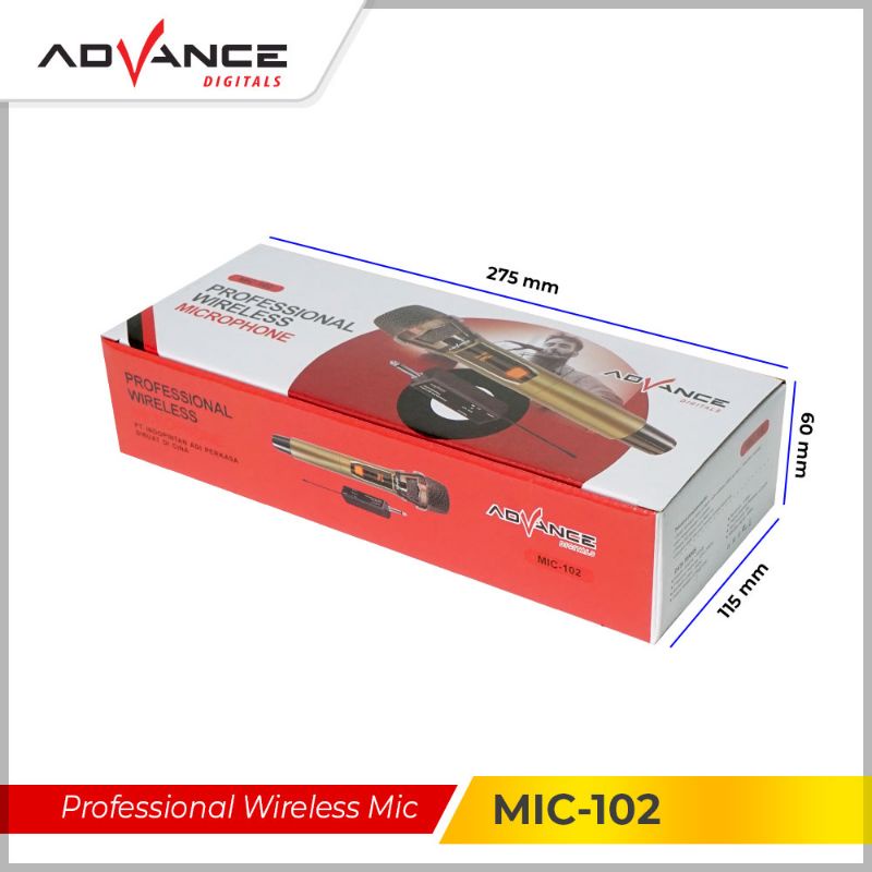 Advance Microphone Mic Single Wireless + Receiver MIC 102