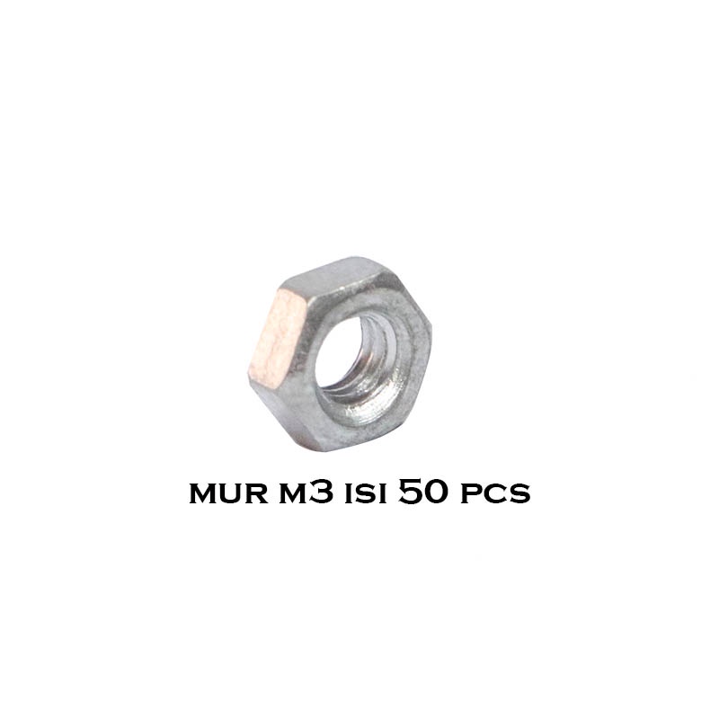 EELIC MUR-GB52 -M3 isi 50 PCS mur 3mm dengan diameter drat dalam 3mm diameter luar 5.4mm cocok untuk