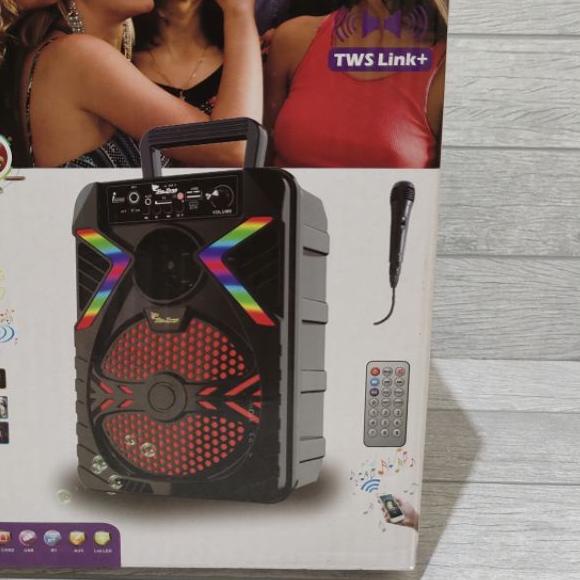 ☉ Speaker Bluetooth Karaoke Wireless Jinlong JL-008 6,5 Inchi Gratis Microphone Dan Remot Super Bass