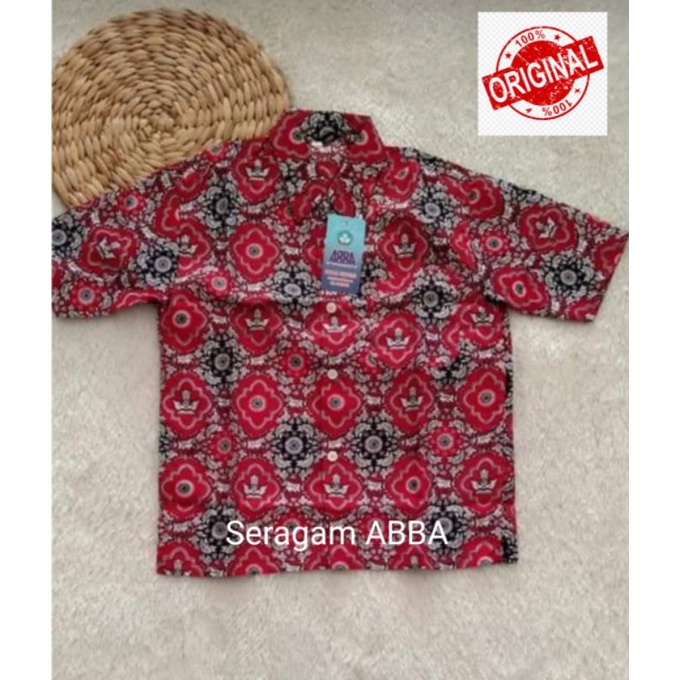 Seragam Batik SD Tunas Harapan Merah pendek Ready Stok