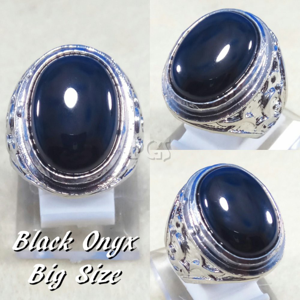 CINCIN BATU AKIK PERMATA BLACK ONYX BIG SIZE MEWAH DAN TERMURAH