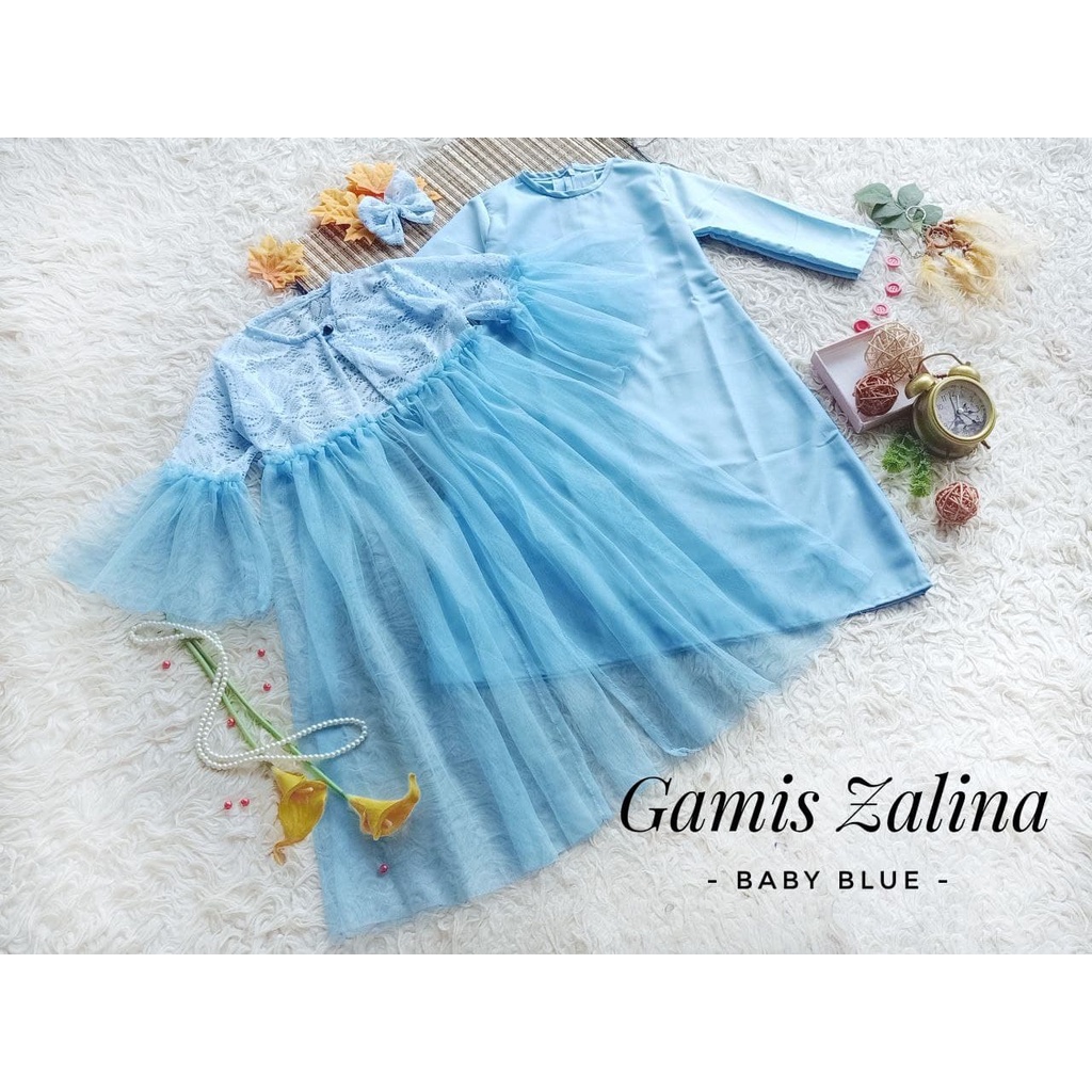 Gamis Zalina/Gamis Cantik Model Terbaru/Gamis Kekinian/Gamis Lucu Warna Baby Blue