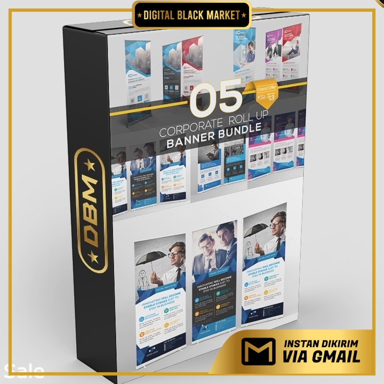 Roll Up Banner Bundle 5 In 1 - Photoshop &amp; Illustrator