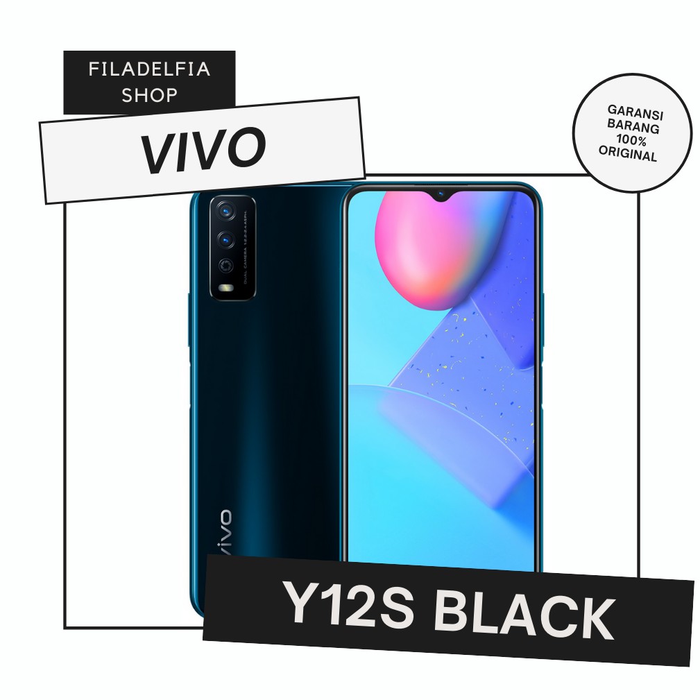 Vivo Y12s BLACK hp RAM 3G ROM 32GB promo asli 100%original baru, Triple Camera BNIB