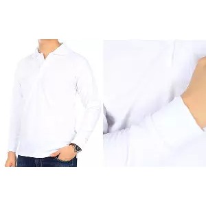 Kaos Polo Lengan Panjang Polo Shirt Kaos Polos Lengan Panjang Polo Putih 3
