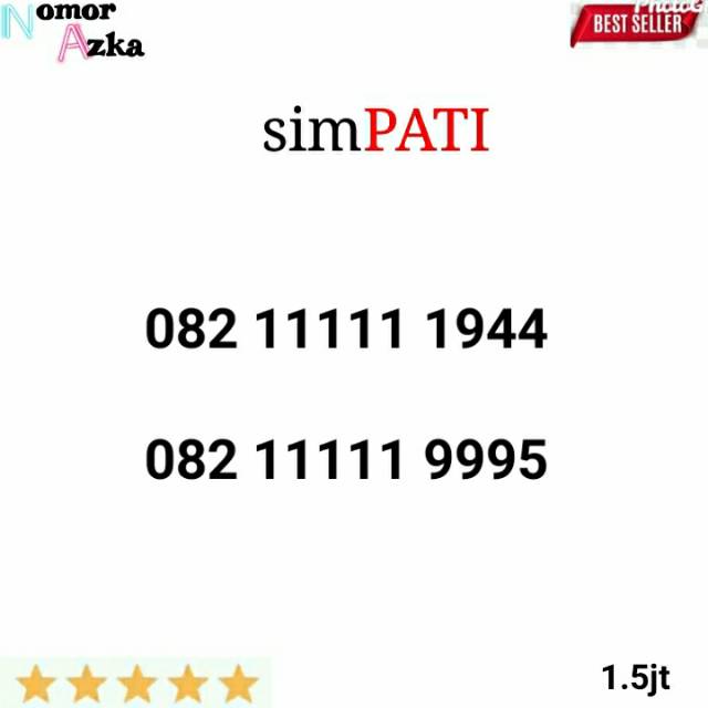 Nomor cantik simpati 082 11111 1944 seri panca a 11111