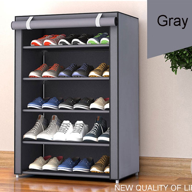 Non Woven Fabric Storage Shoe Rack Hallway Cabinet Organizer Holder 4 5 6 Layers Assemble Shoes Shopee Indonesia