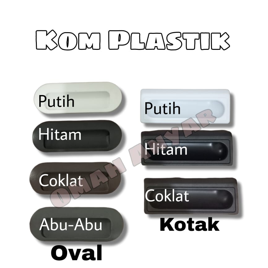 Handle Pintu Sliding Tanam Kom Oval Kom Kotak Plastik 96mm