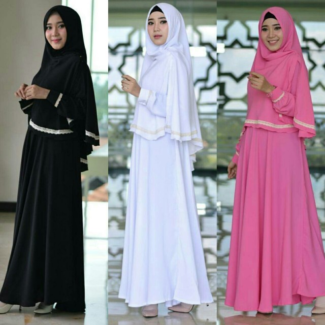 Khimar murah / Dress putih busui / Baju hijab syari : Habiba Syari