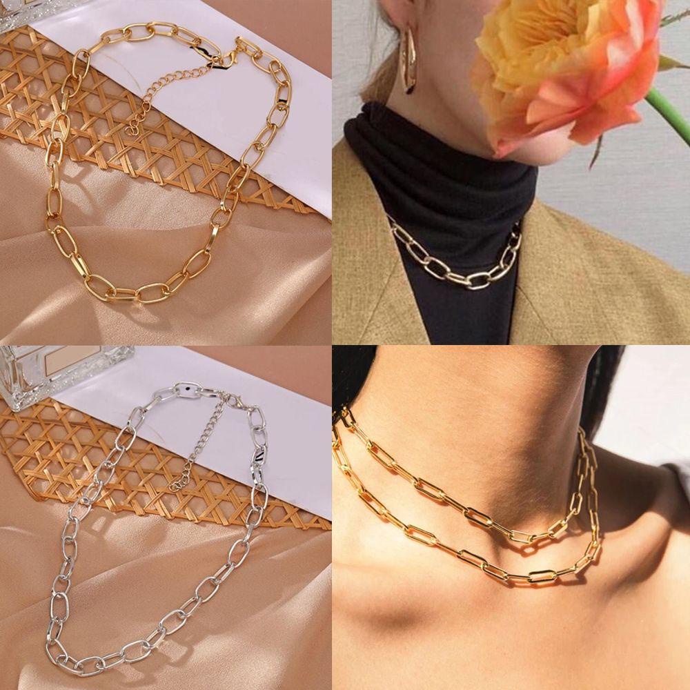 Kalung Rantai LILY Pria Wanita Rantai Tebal Perhiasan Menarik Grunge Collares Bracelet