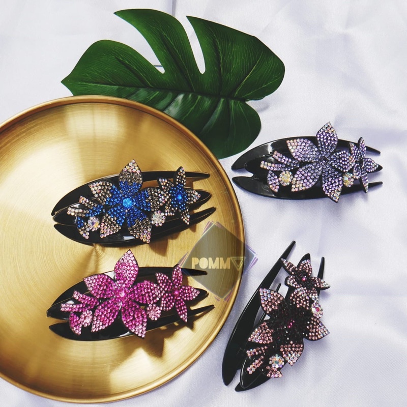 Jepit Rambut Bunga Kristal - Jepit Rambut Elegan - Cepol Rambut
