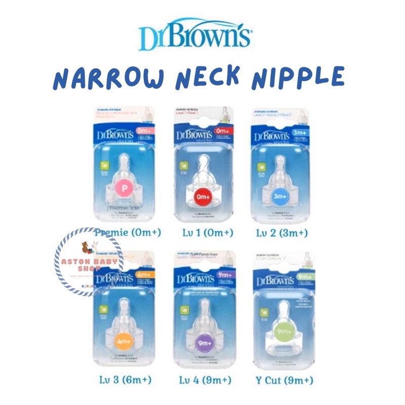 Dr Brown Narrow Neck Nipple Replacement Narrow Neck teat Dot Bayi