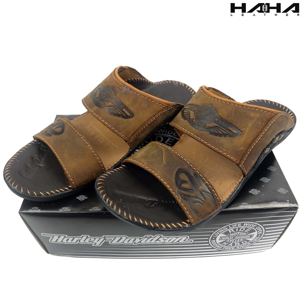 Sandal Slide SlHARLEY DV Sendal Selop japit Kuat bahan Kulit sapi Asli genuine leather Pria Cowok