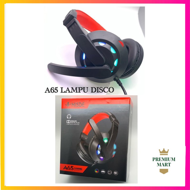 Headset gaming misde A65 led superbass ORIGINAL EARPHONE [PM]