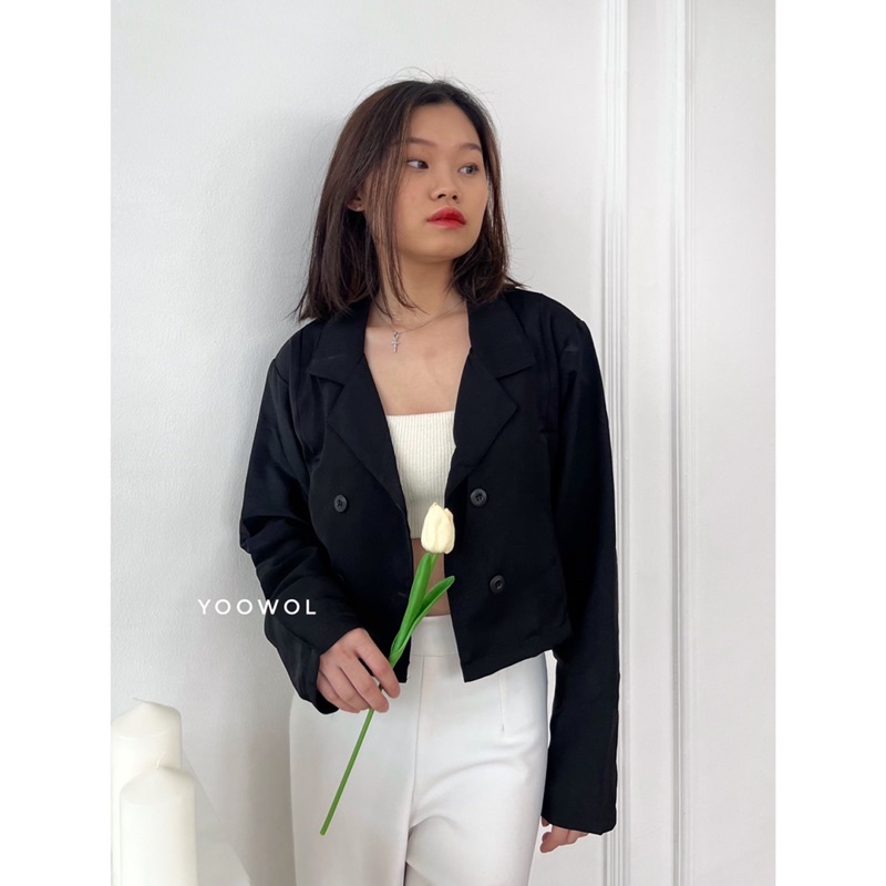 Nade Outer / Basic Crop Blazer Atasan Blazer Kerja Wanita