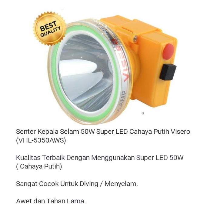 Senter Kepala Selam Body Sedang 50W Cahaya Putih (VHL-4350AWS)