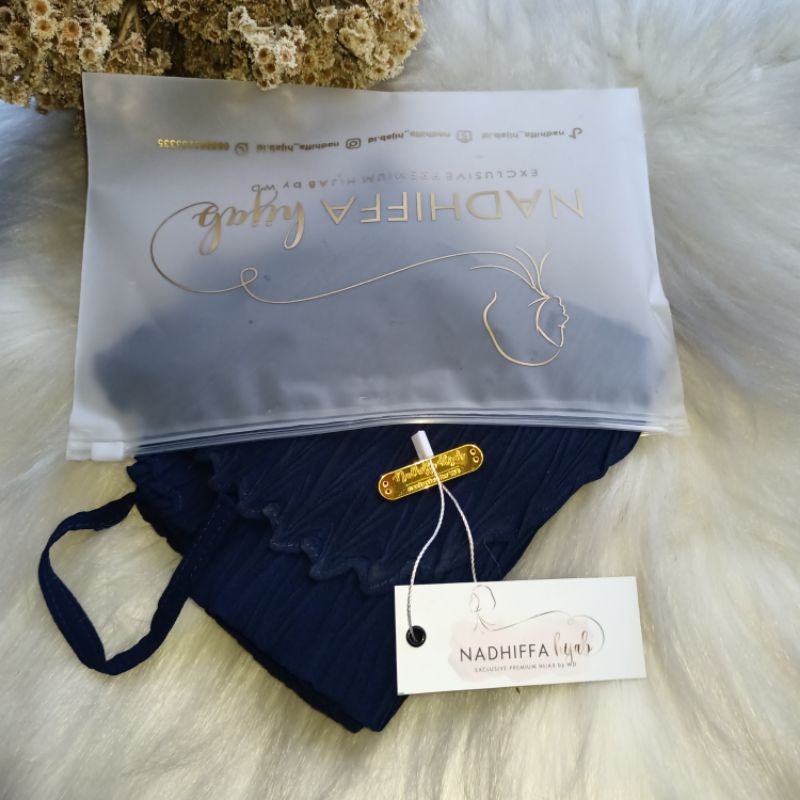 Bergo Plisket Padi Aleya Premium l Bergo instan Zafron-Navy Blow