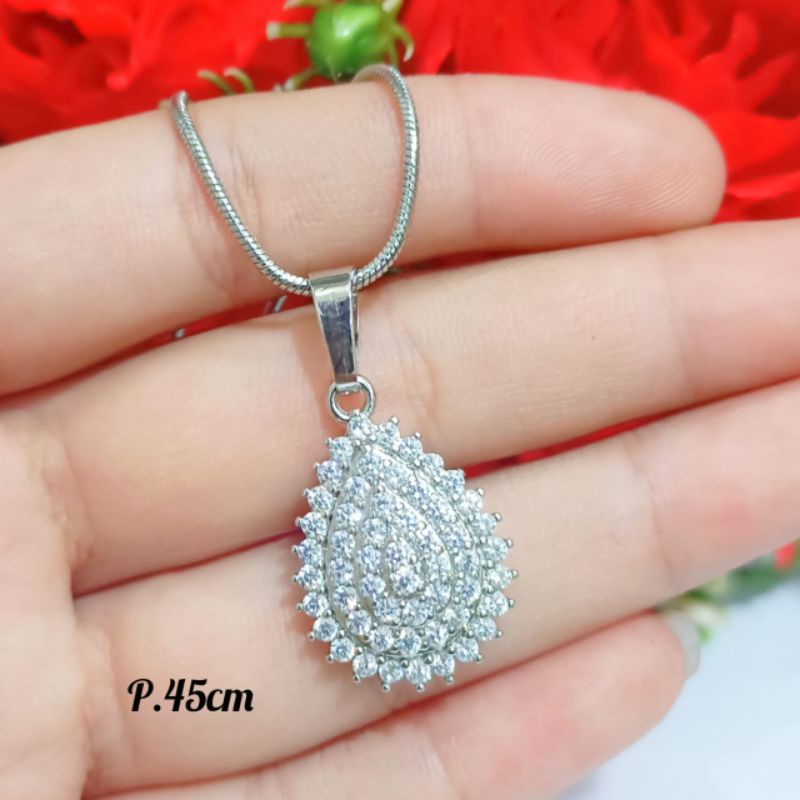 Kalung Dewasa permata zircon menawan varian warna Gold&amp;Silver emas18k tidak karat termurah