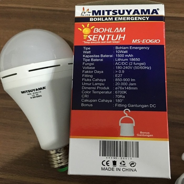 Bohlam Emergency Mitsuyama MSE0610 10W Tetap Menyala Saat Mati Lampu