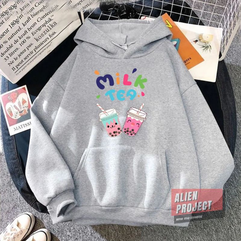 Alien Project Hoodie milk tea Hoodie cewek hoodie wanita hoodie perempuan