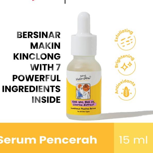 ✯ Dermies Hello Glow Luminous Peeling Serum 15ml - Serum Pencerah Wajah ☜