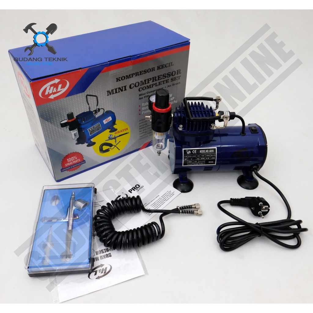 Kompresor Mini H&amp;L - Compressor Complete Set With Air Brush Kit H&amp;L