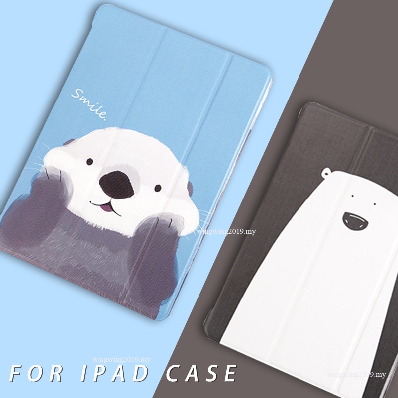 Case Bahan Kulit Pu Motif Kartun Beruang Untuk Apple Ipad 9 2021 mini 6 8.3 8th generation 7th Gen 10.2 inch 2019 Air 3rd Pro 10.5 9.7 2018