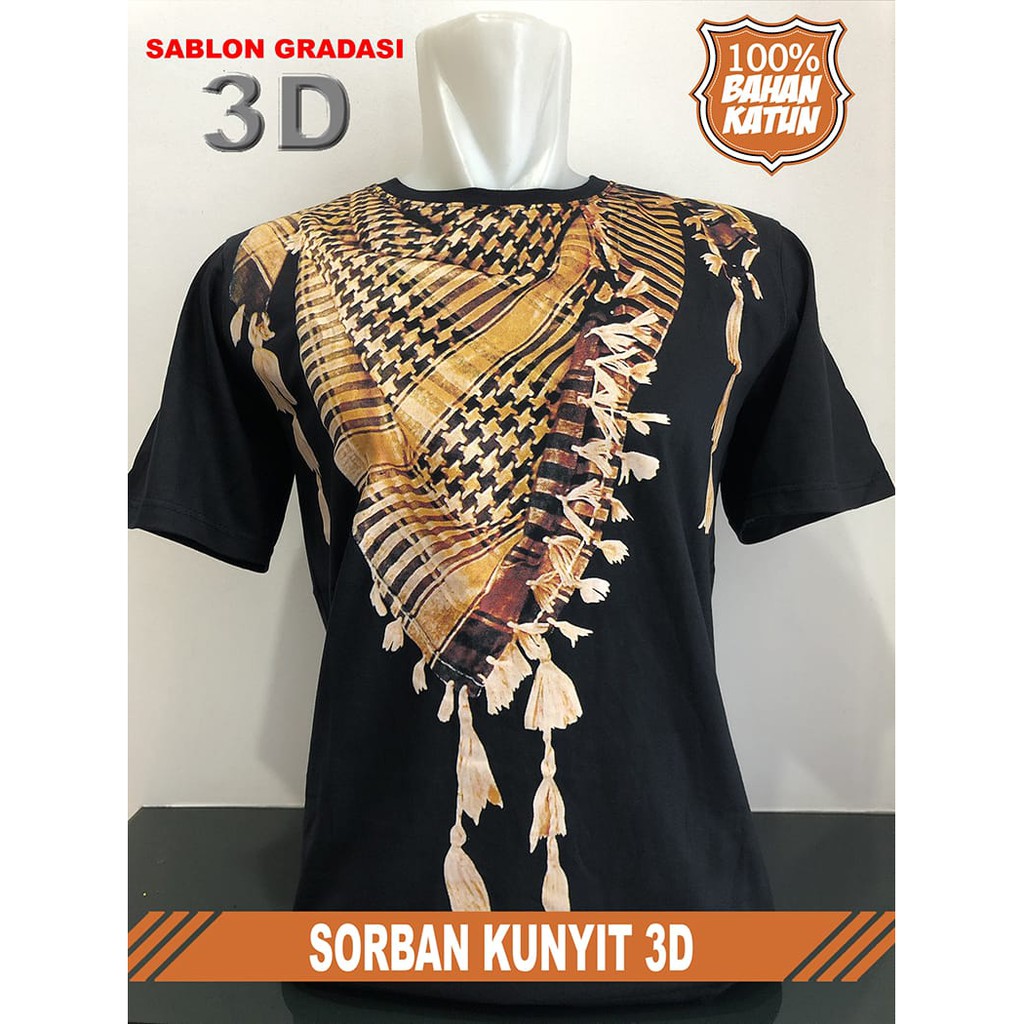 FANSHOP XP Kaos Dakwah Islami Hijrah Tauhid Sorban 3d Palestine-Sorban Kunyit