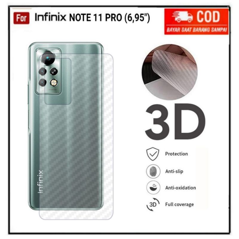 GARSKIN INFINIX NOTE 11 NfC 11S 11 PRO HOT 11 PLAY 11s NFC 11S 11 10 PLAY 10s 10 9 PLAY BACK SKIN PROTECTOR CARBON 3D ANTI GORES BELAKANG