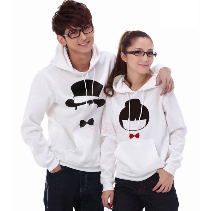 Hoodie Jaket Switer Couple Casbow Pita (putih)
