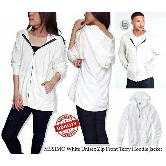 Mossimo white unisex zip front terry hoodie jacket