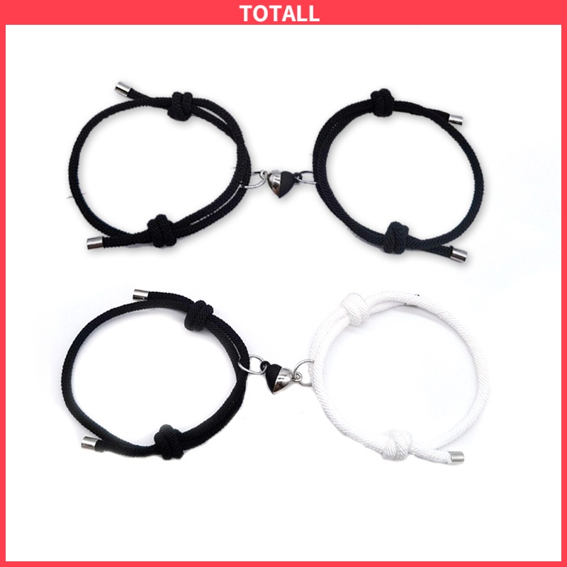 2 Pcs Pasangan Gelang Magnet Adjustable Pesona Gelang Cinta Aksesoris Fashion Hadiah Sri