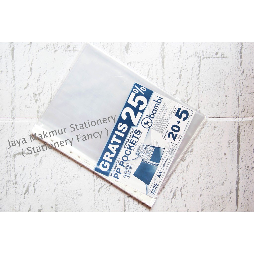 Sheet Protector Plastik PP Pockets A4 Bambi