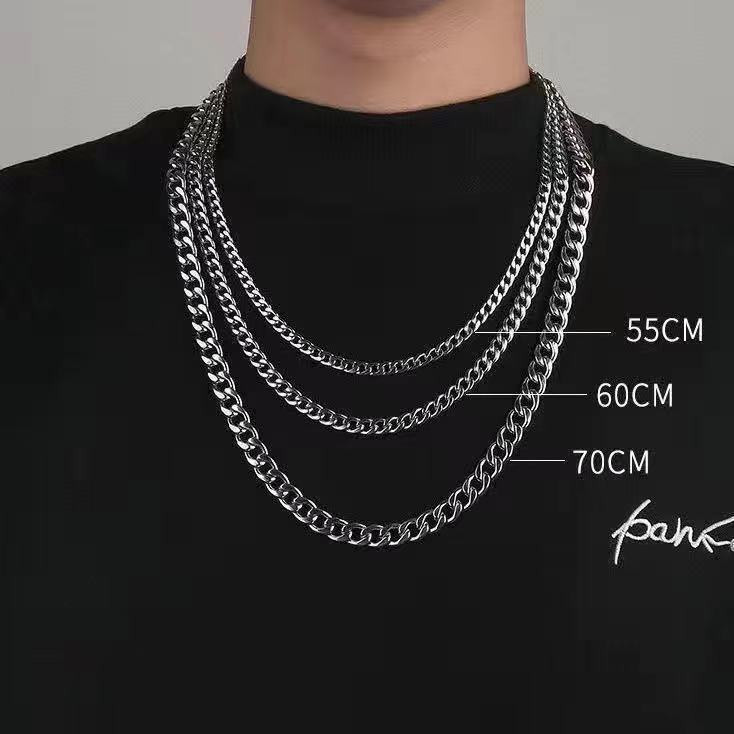 Kalung Choker Bahan Titanium Steel Warna Permen Panjang 70cm Gaya Hip Hop Untuk Pria Dan Wanita