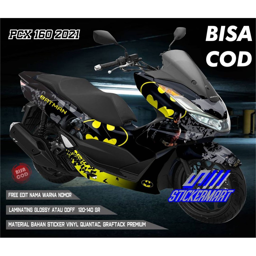 Sticker decal full body Honda PCX hitam karakter batman